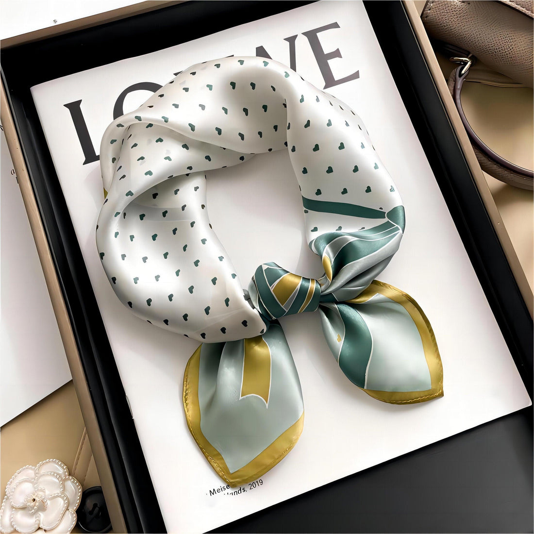 Little Love Chart Musterdruck 100 % Maulbeerseidenschal/Seidenhaarschal/Seidenhalsschal/Muttertagsgeschenke/Taschenaccessoire/Geschenk für Sie