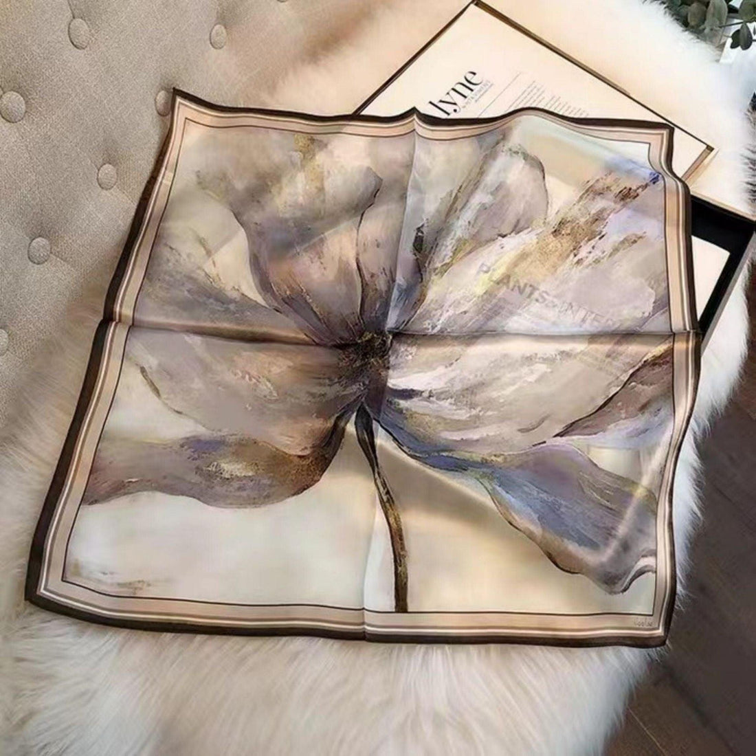 Lila Aquarell 100 % Maulbeerseidenschal/Seidenkopfschal/Seidenhaarschal/Seidenhalsschal/Muttertagsgeschenke/Taschenaccessoire/Geschenk für Sie