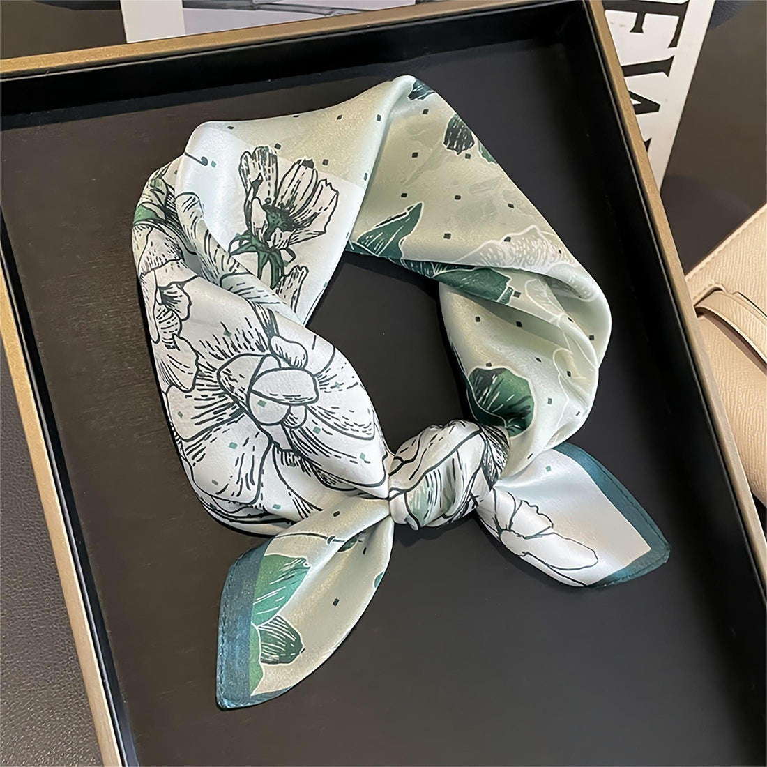 Pale green colour block 100% mulberry Silk Scarf/Silk head scarf/Silk hair scarf/Silk neck scarf/Bag Accessory/Gift for her