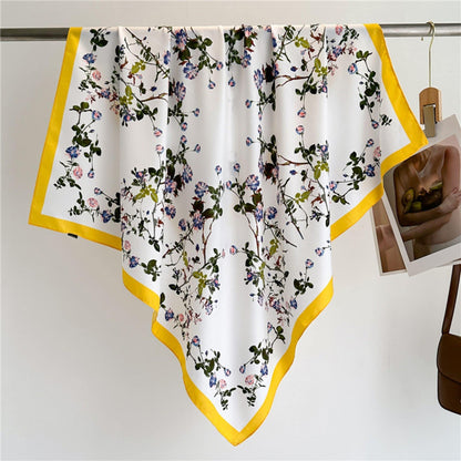 オリエンタル美的シルクスカーフ/9090cm/シルクショール/シルクバンダナ/大判サテンスカーフ/彼女へのプレゼント/母の日ギフト