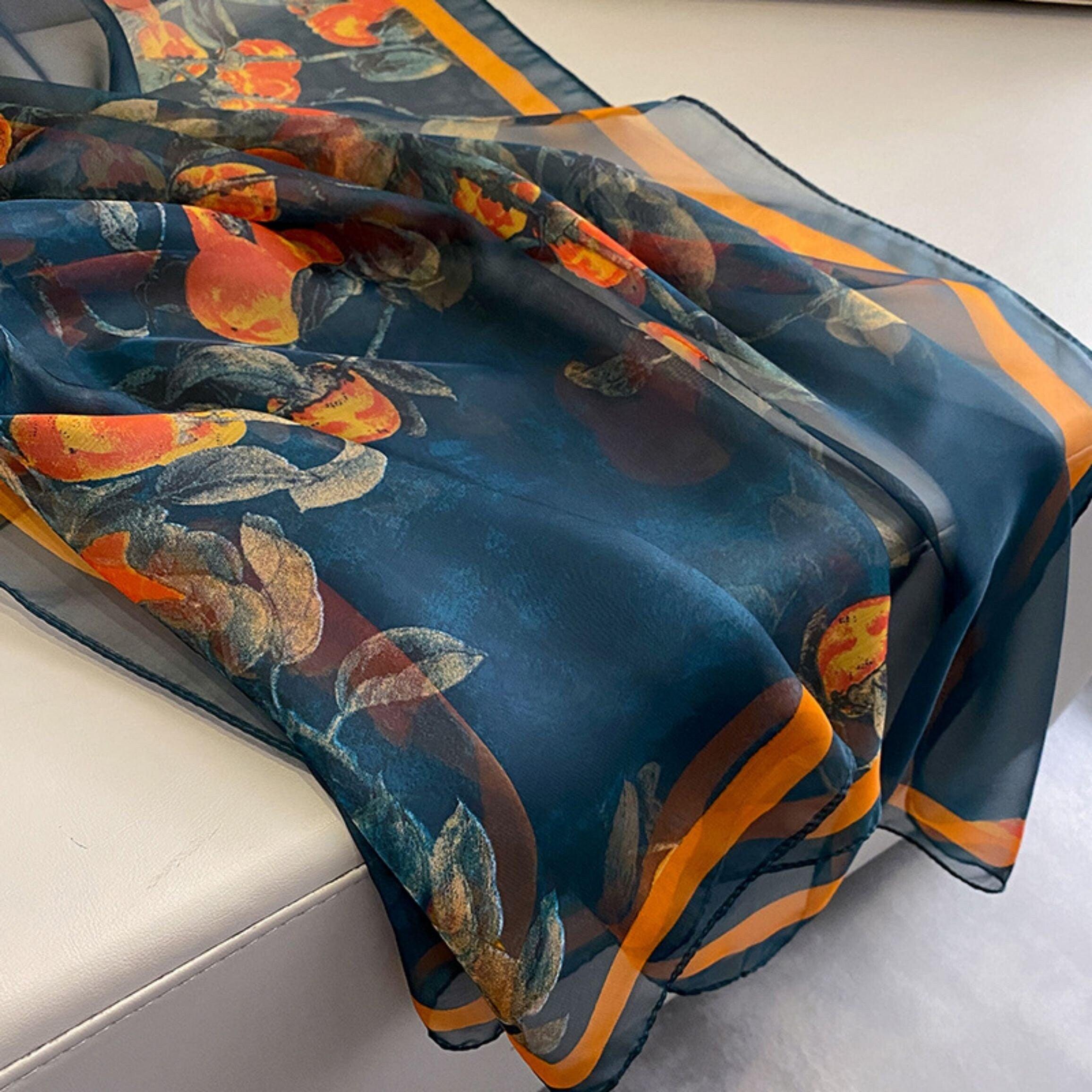 Sommersarong mit Flora-Print/Orientalischer Ästhetik-Sarong/UV-Schutz-Seidenschal/Sommer-Cape/Strand-Cover-Up/Strand-Sarong/Geschenk für Sie