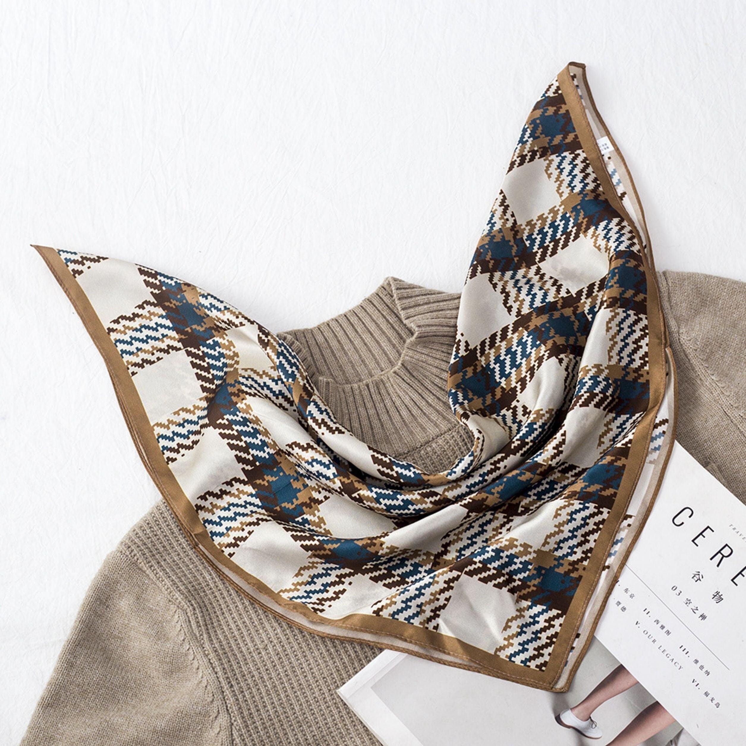 Schottischer Karierter Seidenschal/100 % Maulbeerseidenschal/Seidenkopfschal/Seidenhaarschal/Seidenhalstuch/Seidenbandana/Taschenaccessoire/Geschenk für Sie
