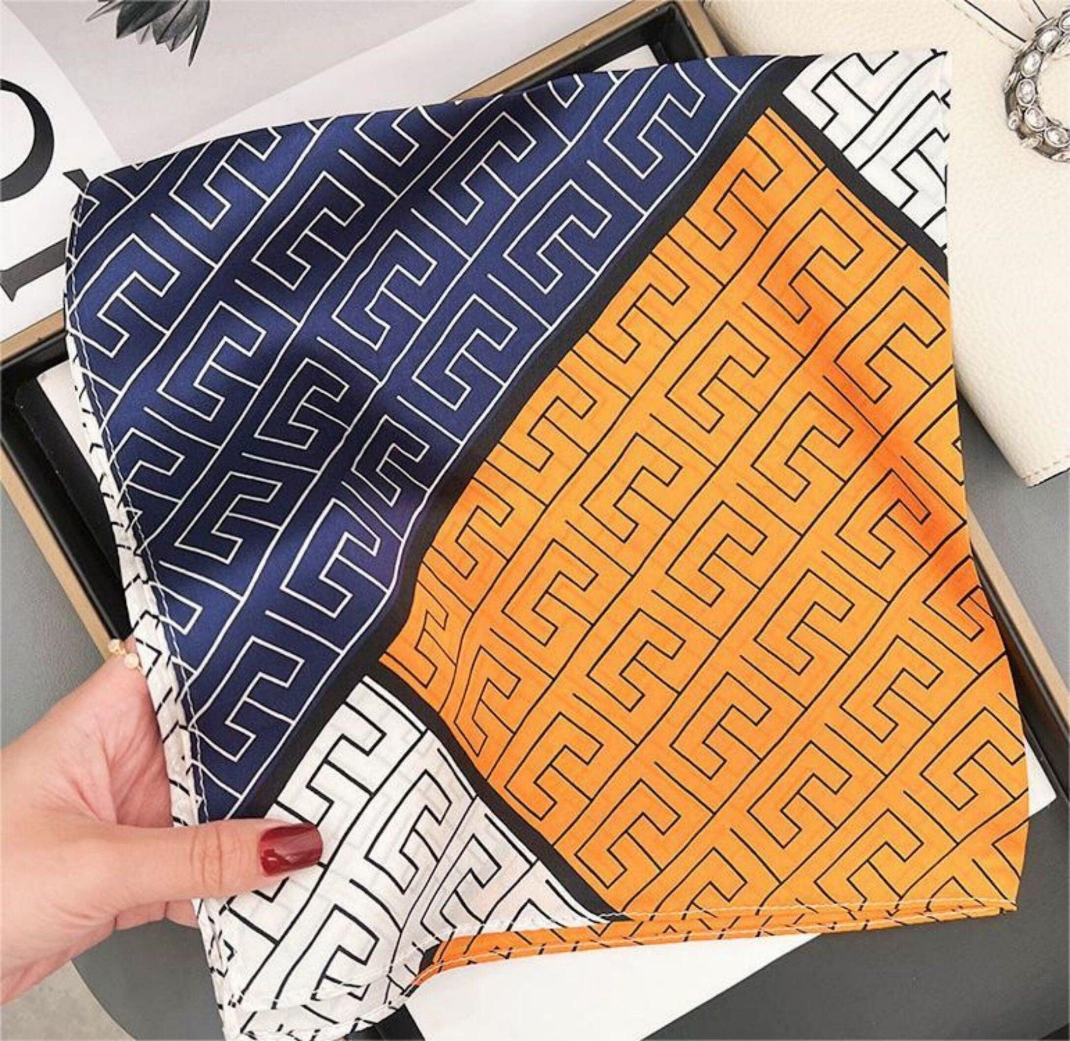 Geometric Color Blocking 100% mulberry Silk Scarf/Silk head scarf/Silk hair scarf/Silk neck scarf/Mother&