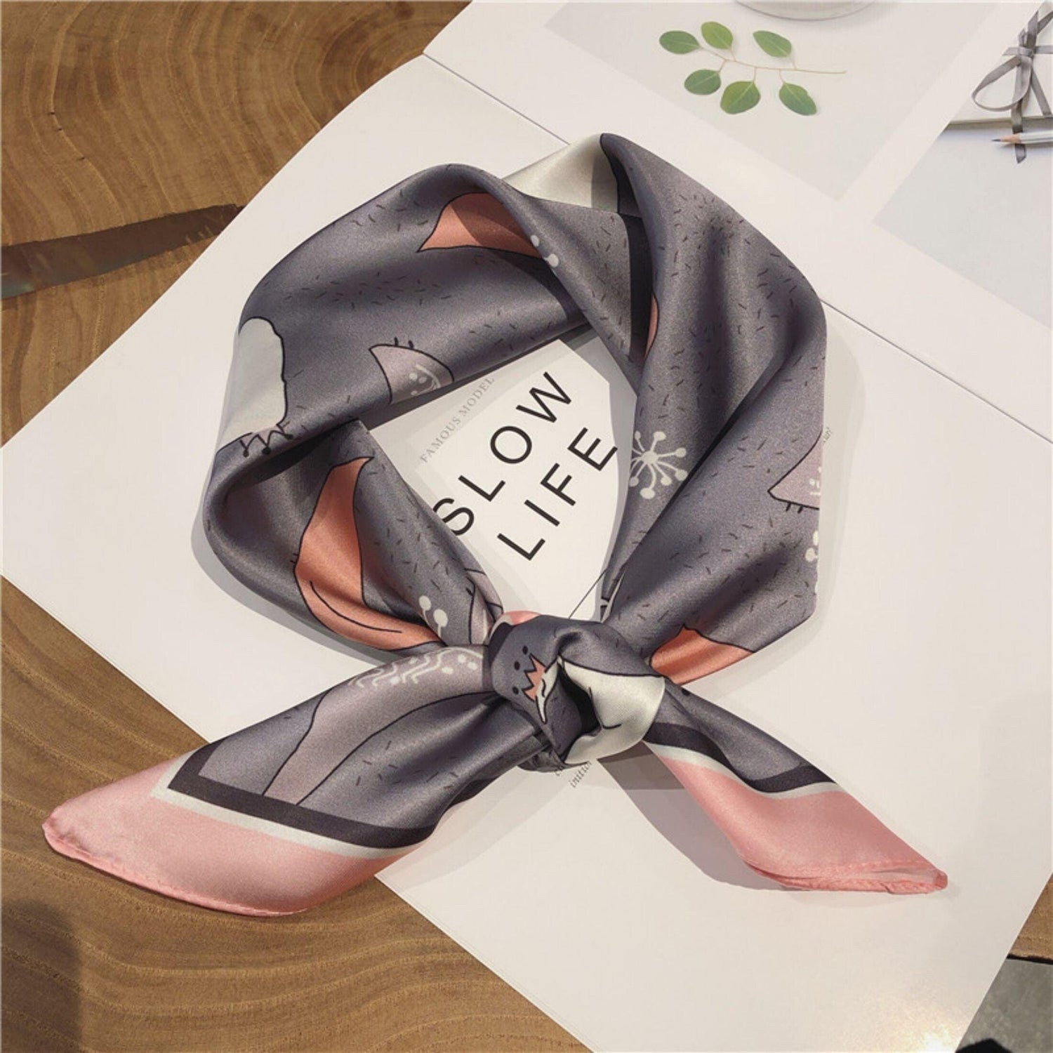 Goose print scarf/100% Vegan Silk Scarf/Silk head scarf/55*55cm/Silk hair scarf/Silk neck scarf/Silk bandana/Bag Accessory/Gift for her
